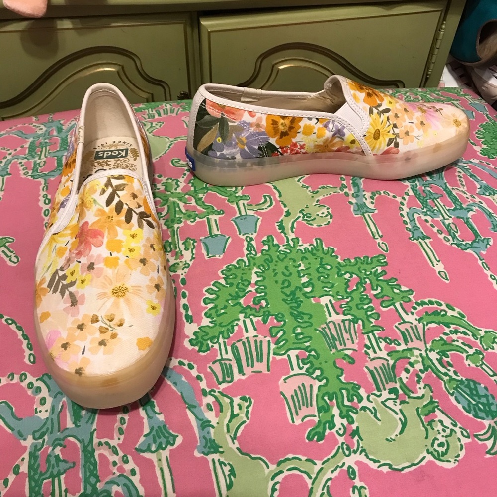 Rifle Paper Co. x KEDS Floral Canvas Slip-Ons shoes size 7.5